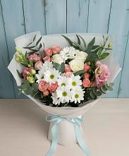 Букет цветов из:  Розы, Лизиантусы и Хризантемы в Барсуках