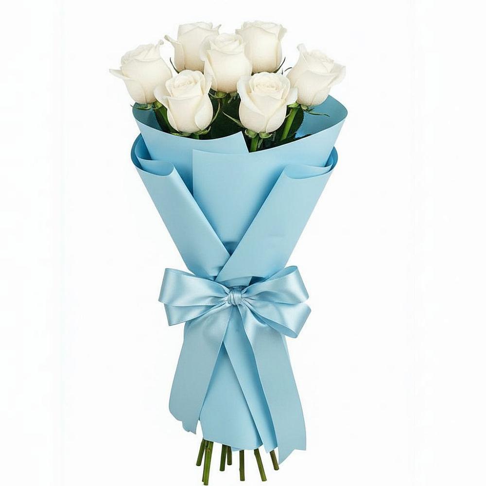 Букет 7 белых роз Проуд в Барсуках