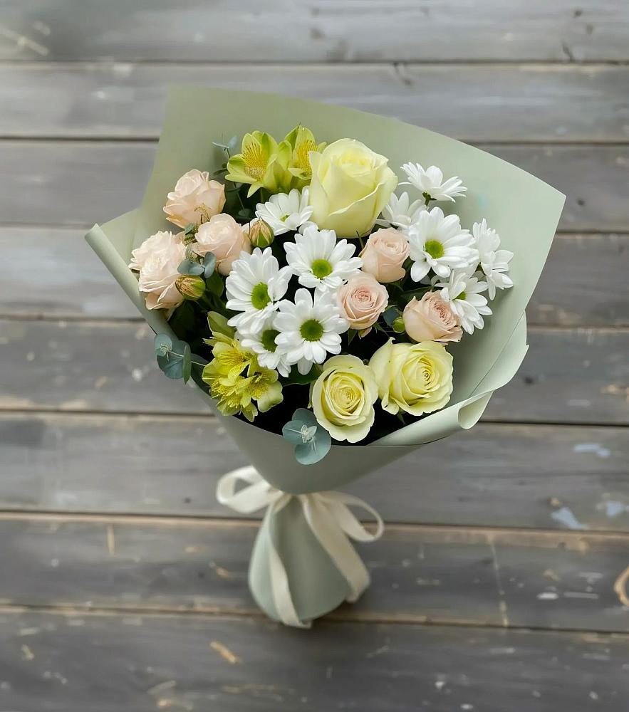Букет цветов из: Альстромерии, Розы и Хризантемы в Барсуках