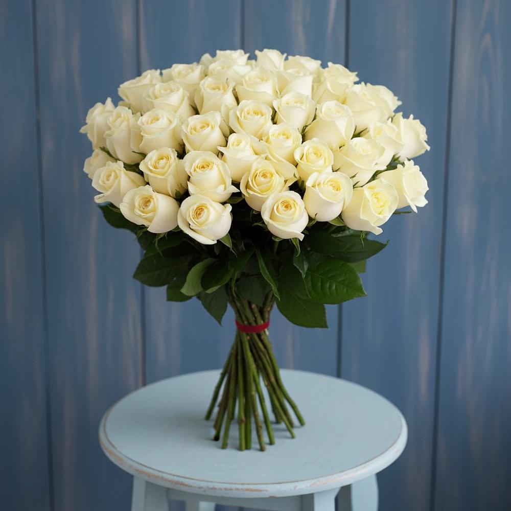 Букет 51 Белая роза Эдлесс Лав в Барсуках