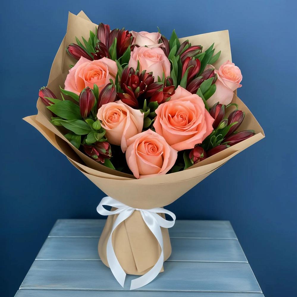 Букет цветов из: Розы и Альстромерии в Барсуках