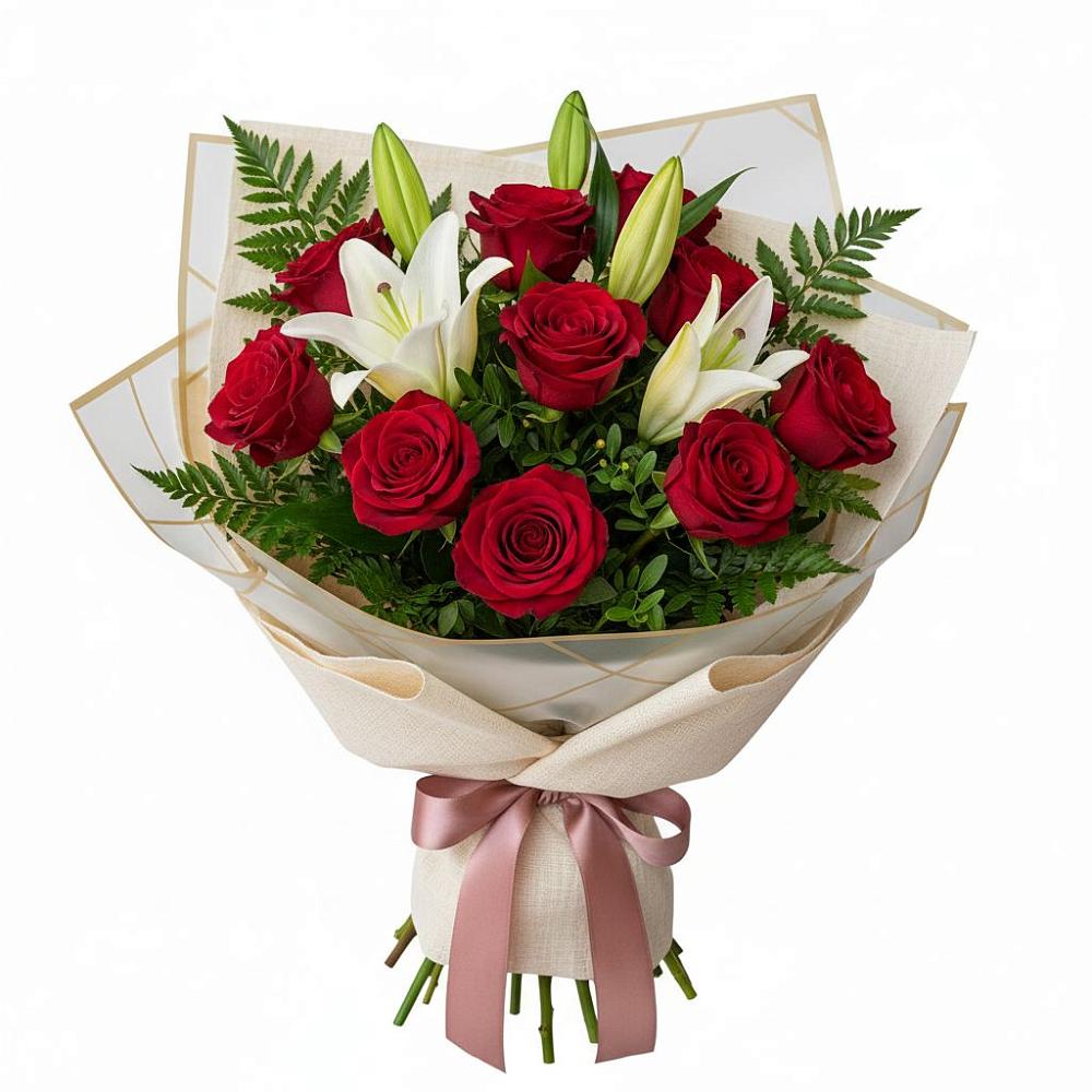 Букет цветов из: Лилии и Розы в Барсуках