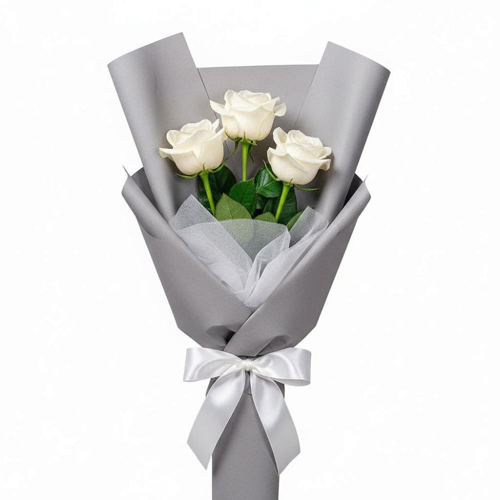 Букет 3 белые розы в Барсуках