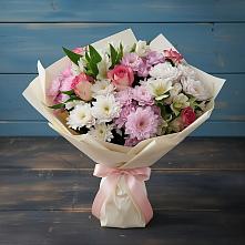 Букет цветов из:  Хризантемы, Альстромерии и Розы в Барсуках