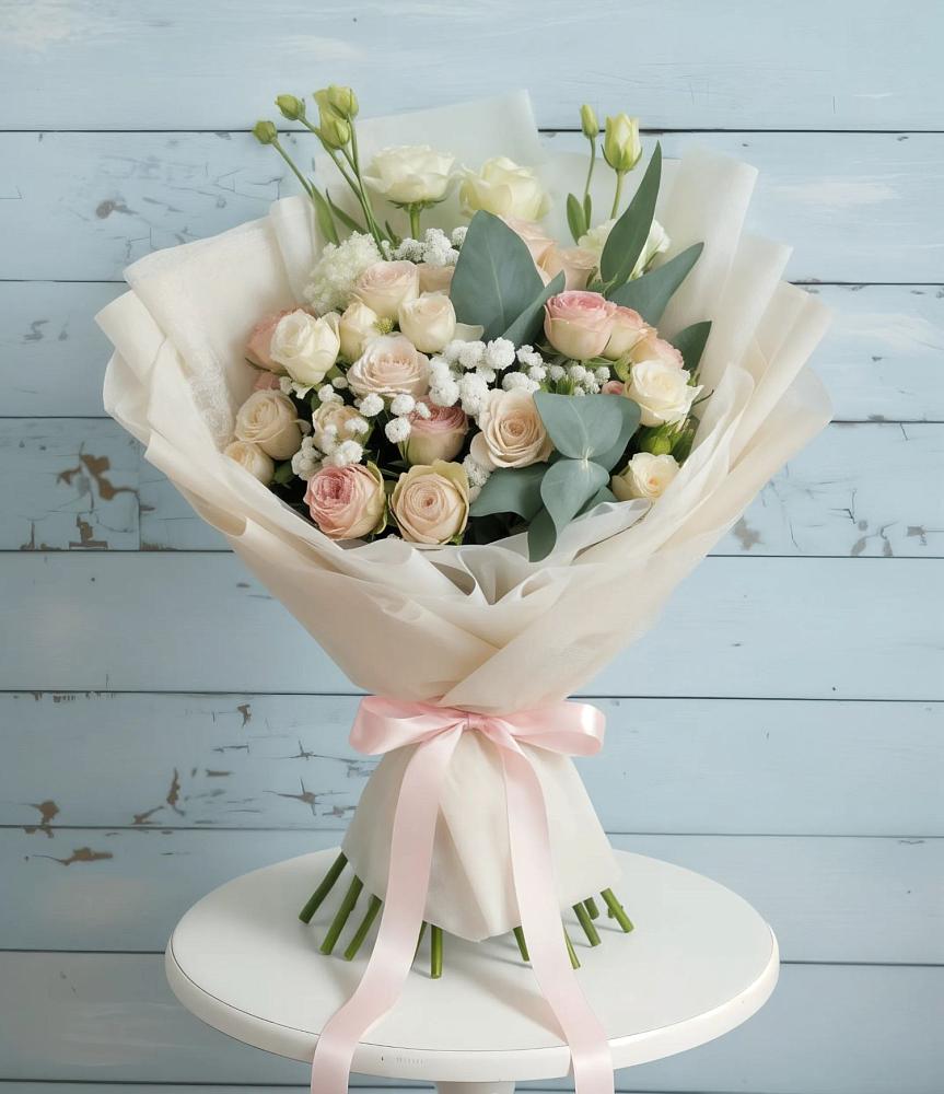 Букет цветов из: Розы и Лизиантусы в Барсуках