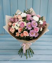 Букет цветов из:  Хризантемы, Розы и Альстромерии в Барсуках