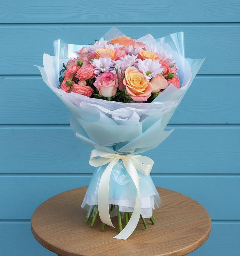 Букет цветов из: Хризантемы и Розы в Барсуках