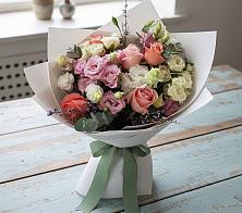 Букет цветов из:  Розы, Лизиантусы и Гвоздики в Барсуках