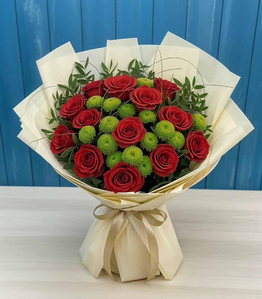 Букет цветов из: Розы и Хризантемы в Барсуках