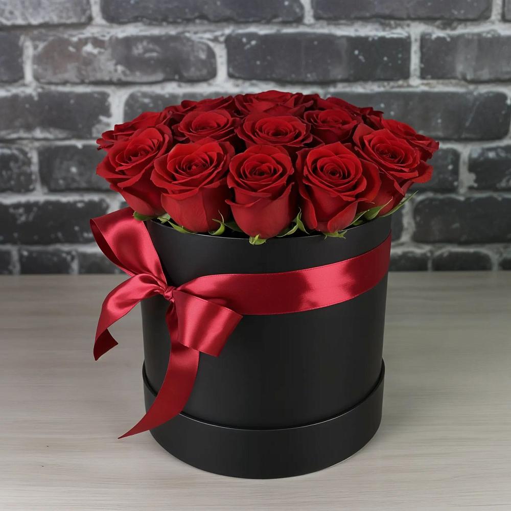 Цветочная композиция из Розы в шляпной коробке в Барсуках