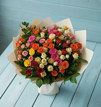 Букет Микс из разноцветных кустовых роз #REPLACE_PRED# Барсуках