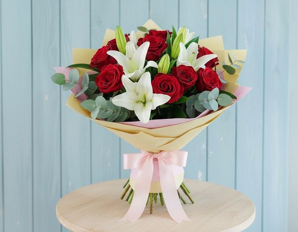 Букет цветов из: Лилии и Розы в Барсуках
